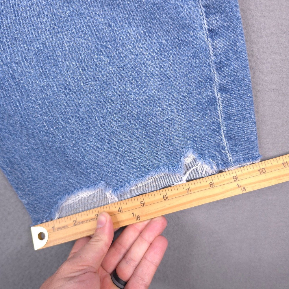 American Eagle Stovepipe Jeans High Rise Light Wash Blue 12 Raw Hem Strigid - Picture 10 of 11